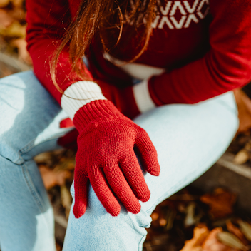 Vlnené Rukavice Merino Red